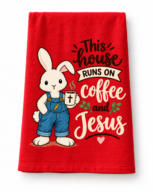 Burt the Bunny – Coffee & Jesus – Kitchen Towel